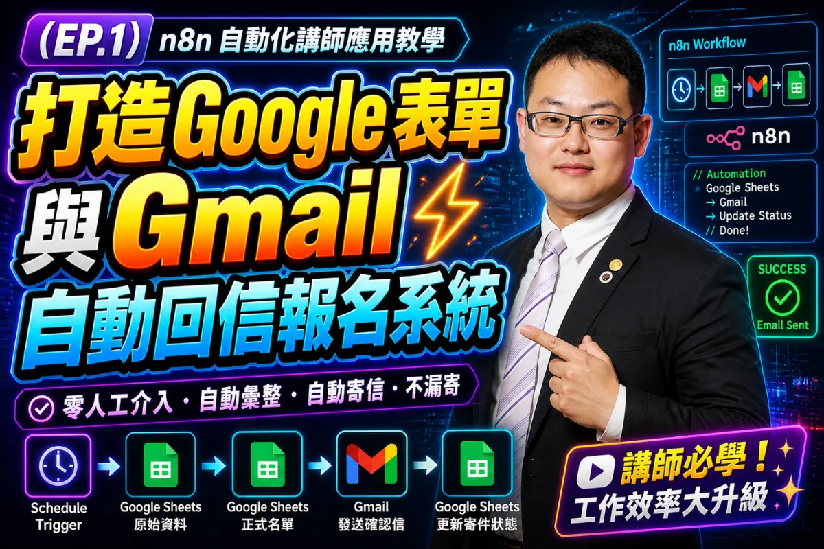 打造 Google 表單與 Gmail 自動回信報名系統 | (EP.1) n8n 自動化講師應用教學
