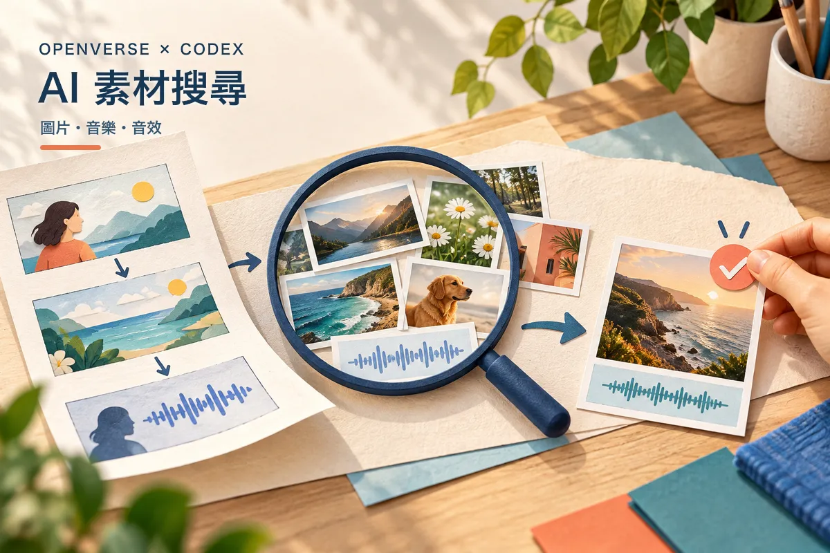 【Openverse API 教學】用 Codex 自動搜尋影片圖片、音樂與音效